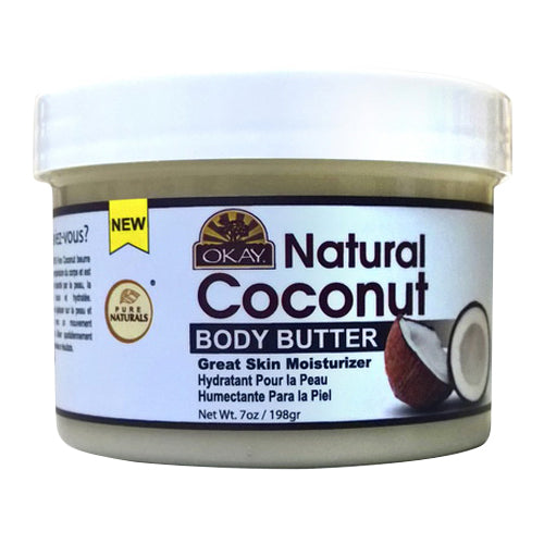 Okay Pure Natural Coconut Body Butter Great Skin Moisturizer For Skin And Hair, 7 oz