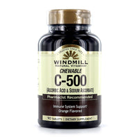 Windmill Natural Vitamins Chewable C-500 mg Orange Flavored Tablets, 90 Ea