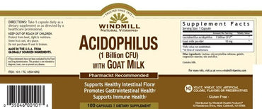 Windmill Acidophilus Dietary Supplement Caplets With Goat Milk, 100 Ea