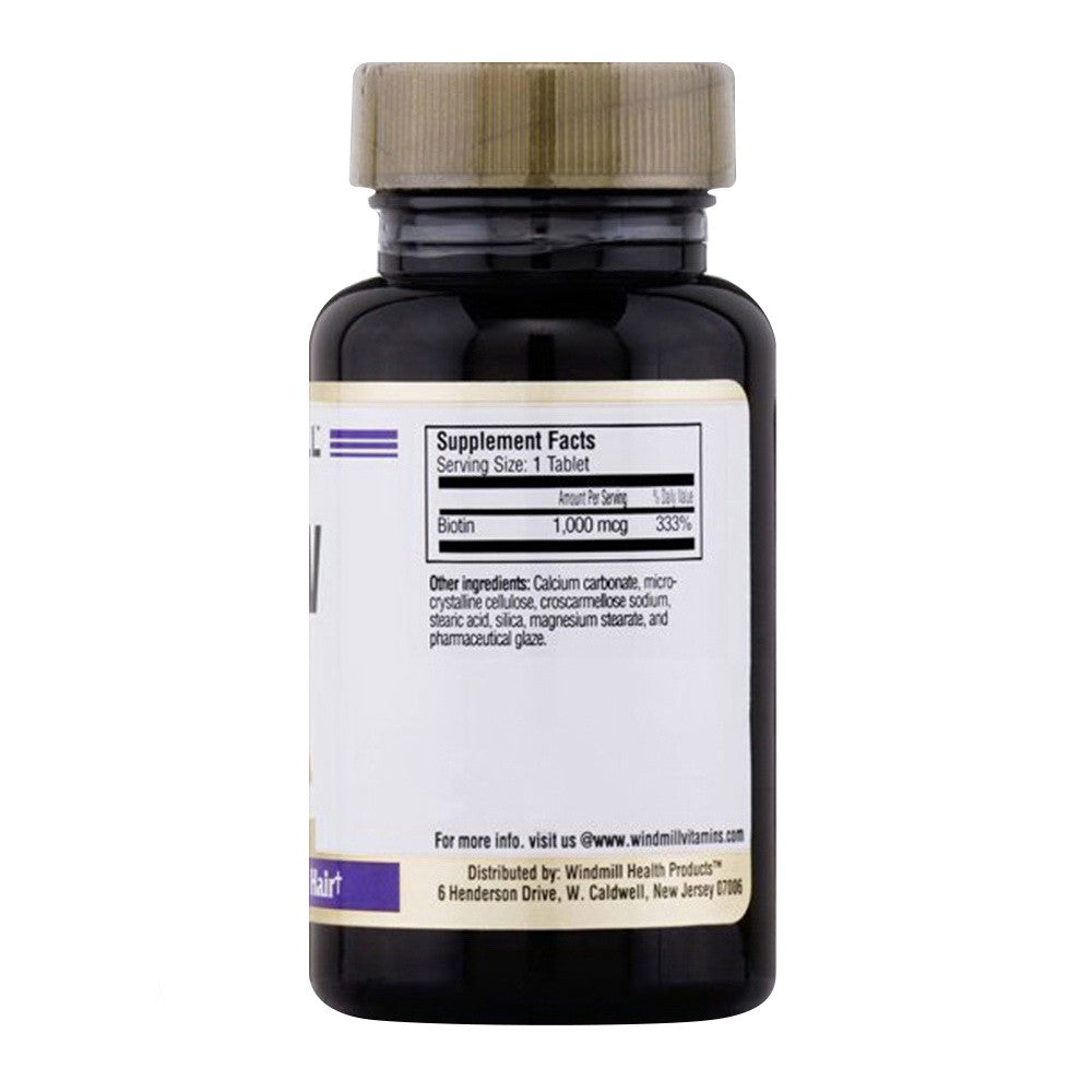Biotin 1000 Mcg Dietary Supplement Tablets By Windmill - 60 Ea