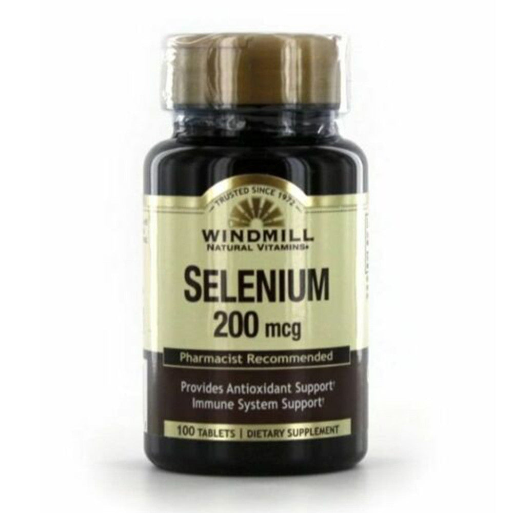 Windmill Natural Vitamins Selenium for Antioxidant and Immune system, 200 Mcg Tablets, 100 Ea