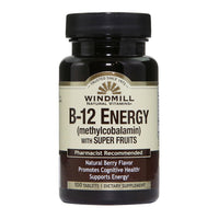 Windmill Natural Vitamins Vitamin B 12 Energy with Super Fruits Tablets, 100 Ea