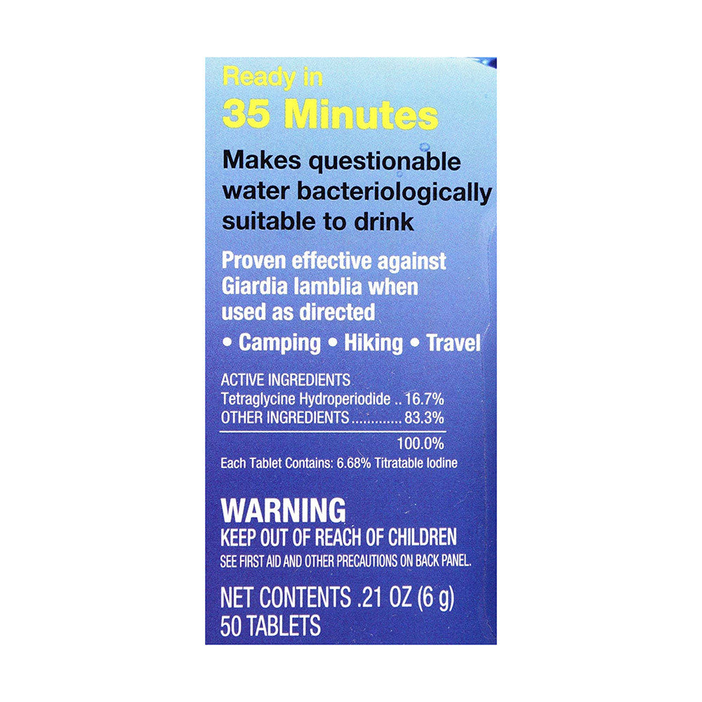 Potable Aqua Water Treatment Tablets, 50 Ea