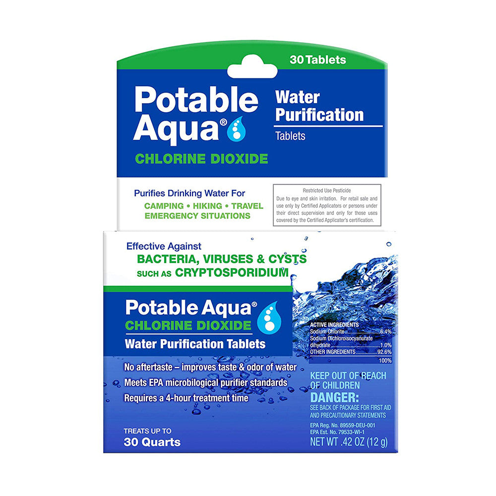 Chlorine Dioxide Water Purification Tablets By Potable Aqua - 30 Ea