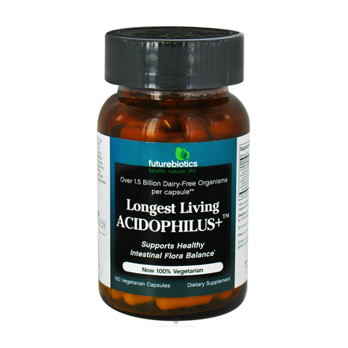 Futurebiotics Longest Living Acidophilus Plus Capsules Support Intestinal Flora Balance 100Ea