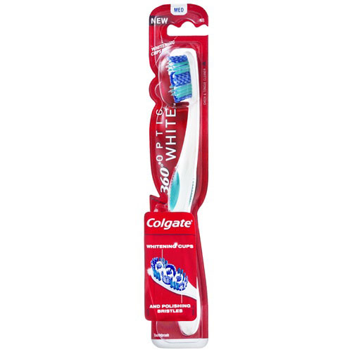 Colgate 360 Optic White Full Head Adult Toothbrush, Medium - 1 Ea