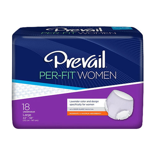 Prevail Per-Fit Women Underwear Large, Fits 44 inc- 58 inc Waist, 18 Ea