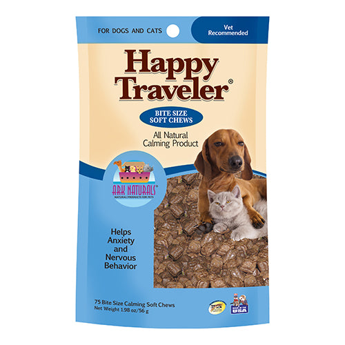 Ark Naturals Happy Traveler Bite Size Soft Chews Helps Anxiety and Nervous Behavior 1.98Oz (56g)