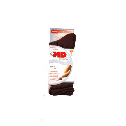 Md Diabetic Seamless Toe Black Crew Socks, Medium, Unisex - 1 Pr