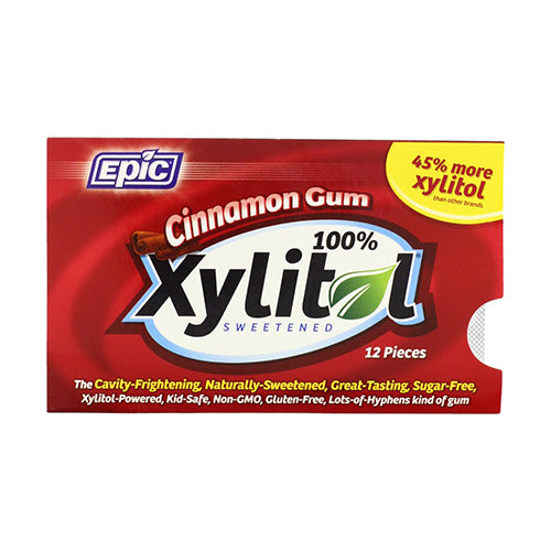 Epic Dental Xylitol 100% Sweetened Cinnamon Gum 12Ea