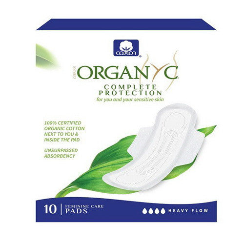 Organyc Organic Cotton Menstrual Pads, Heavy Flow, 10 Ea