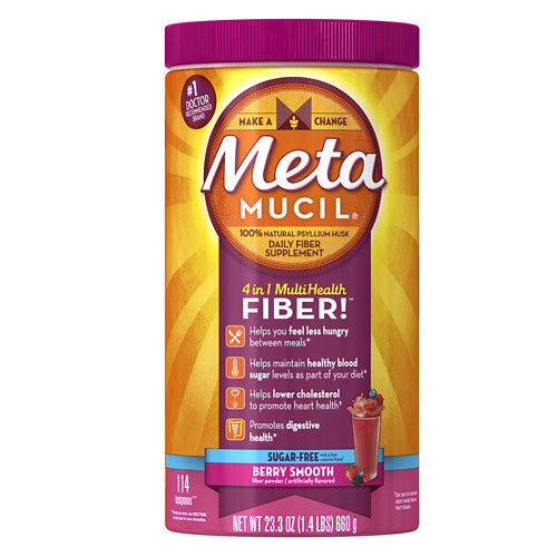 Metamucil Smooth Texture Powder, Sugar Free Berry 23.3 Oz - 114 Doses