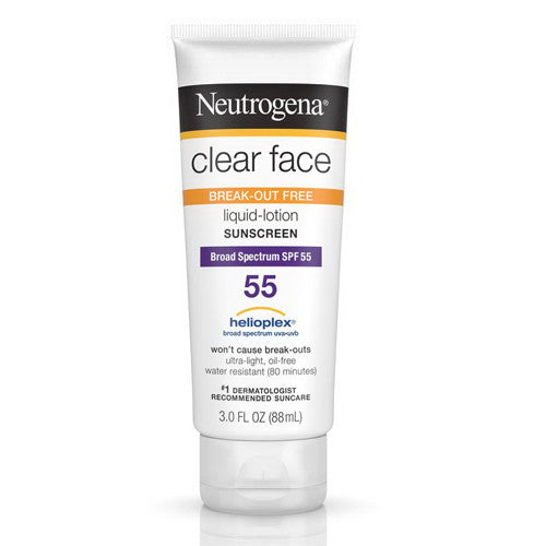 Neutrogena Clear Face Sunscreen Lotion, Spf 55 - 3 Oz