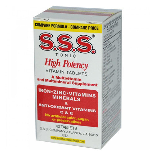 SSS Tonic Pills, High Potency Multivitamin &amp; Multiminerals Tablets 40 Ea