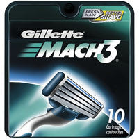 Mens Razor - Gillette Mach3 Fresh Blades For Better Shave - 10 Ea