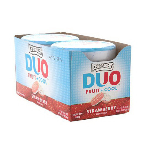 Ice Breakers Duo Fruit And Cool Sugar Free Mints, Strawberry - 1.3 Oz, 8 Pack