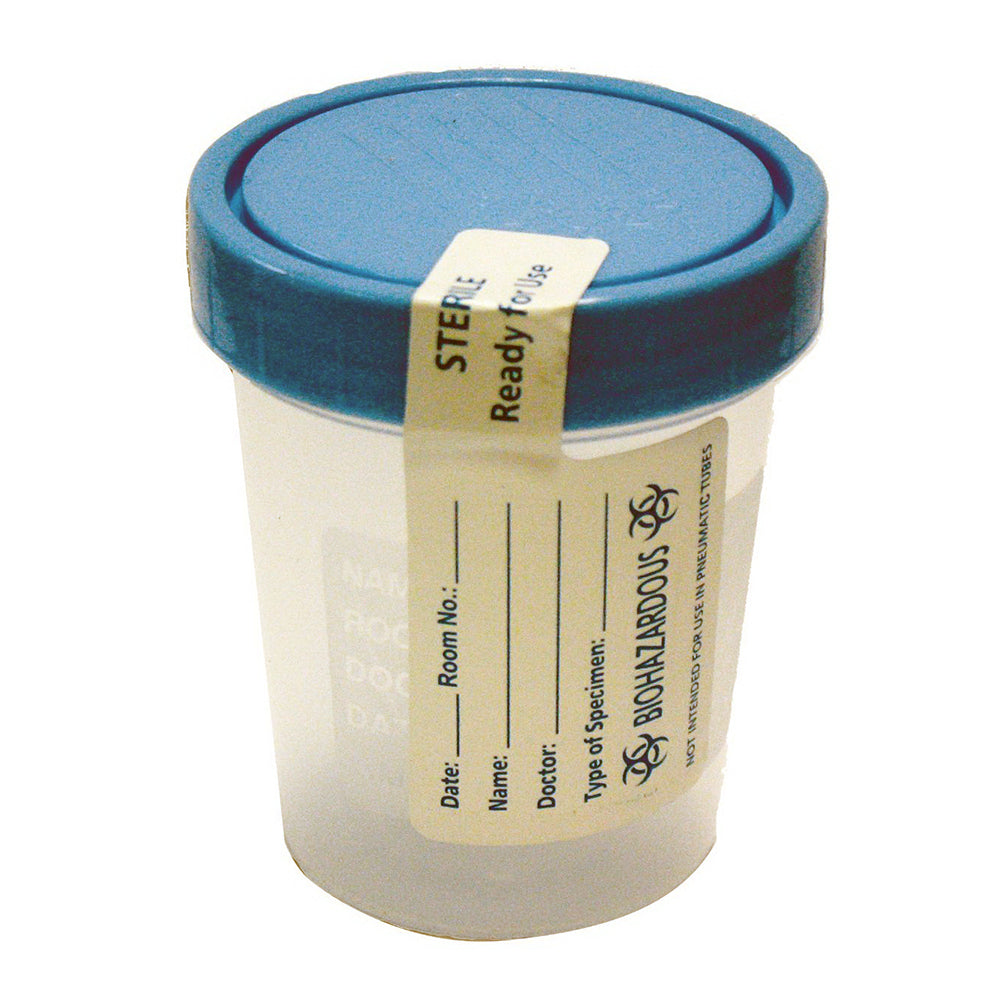 Dynarex Sterile Specimen Cup with Screw Cap 4Oz Capacity for Clinical Sample Collection 100Ea