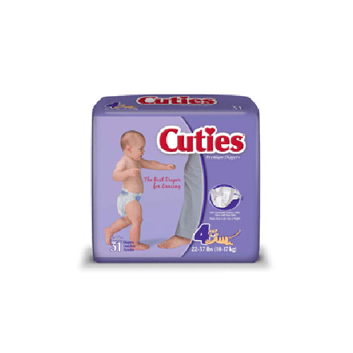 Cuties Baby Diapers Size 4 for Absorbent Protection and Comfort for Babies 31Ea, Pack of 4