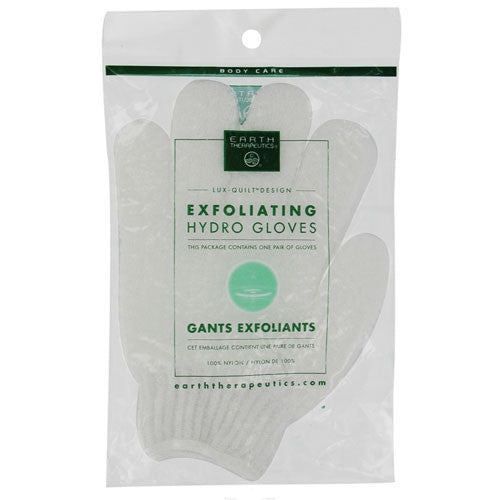 Earth Therapeutics Exfoliating Hydro Gloves 100% Nylon, White, 1 Pair