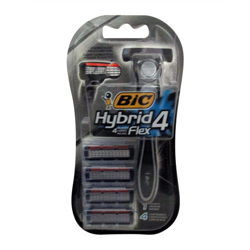 Bic Hybid 4 Flex Disposable/System Razor For Men, 4 Cartridges