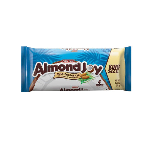 Almond Joy King Size Milk Chocolate Bars for Snacking and Treats 3.22Oz (91g) 18Ea