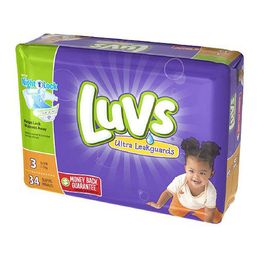 Luvs Nightlock With Ultra Leakguards Diapers, Size 3 - 34 Ea/4 Pack