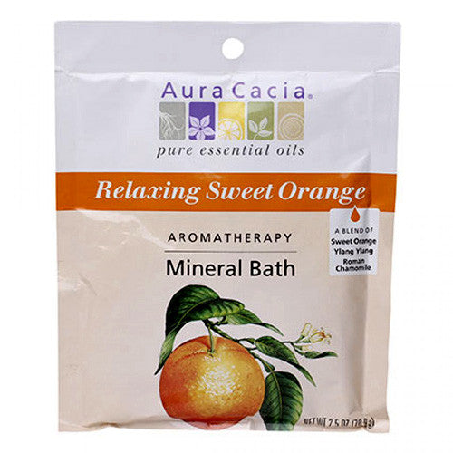 Aura Cacia Aromatherapy Mineral Bath, Relaxing Sweet Orange - 2.5 Oz