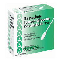 Dynarex Lemon Glycerin Swabsticks - 3/Pack, 25 Ea