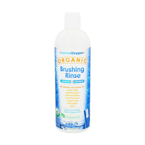 Essential Oxygen Organic Mouthwash Brushing Rinse Peppermint Oral Care 16Oz (473ml)