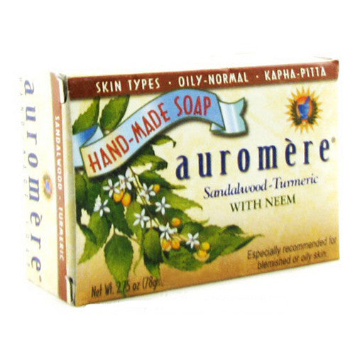 Auromere Ayurvedic Bar Soap For Blemished Or Oily Skin, Sandal Turmeric With Neem - 2.75 Oz